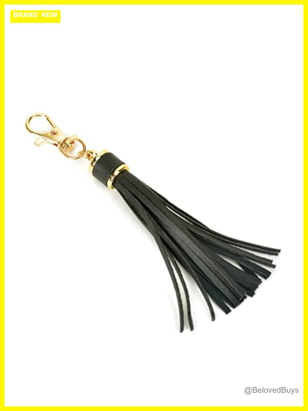 Black Leather Tassel Keychain for Women Car Handbag Purse Accessory